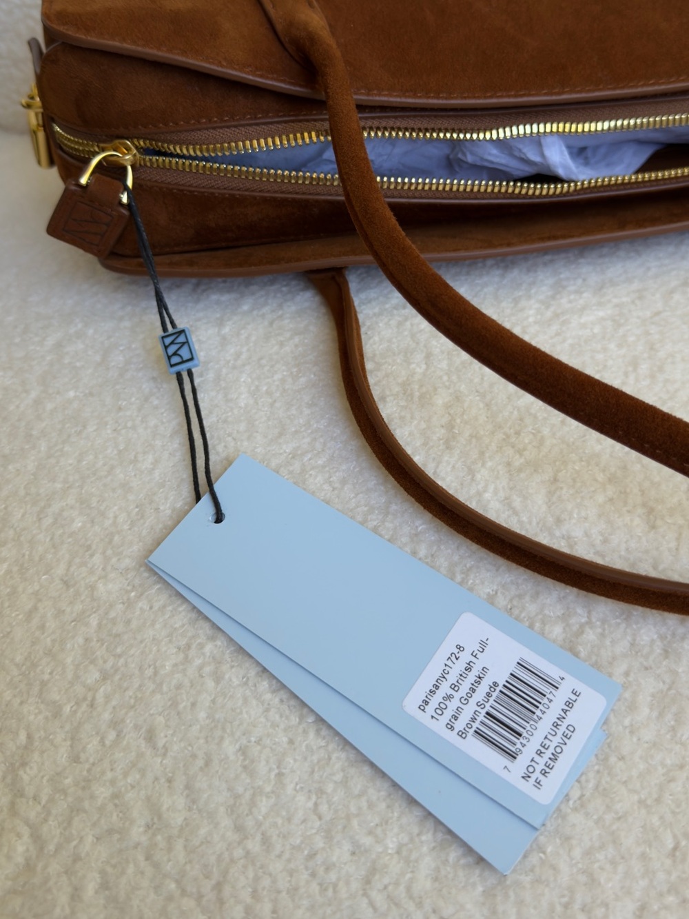 Parisa Wang Gabrielle East-West Shoulder Bag – Medium, Brown Suede. - Picture 5 of 9